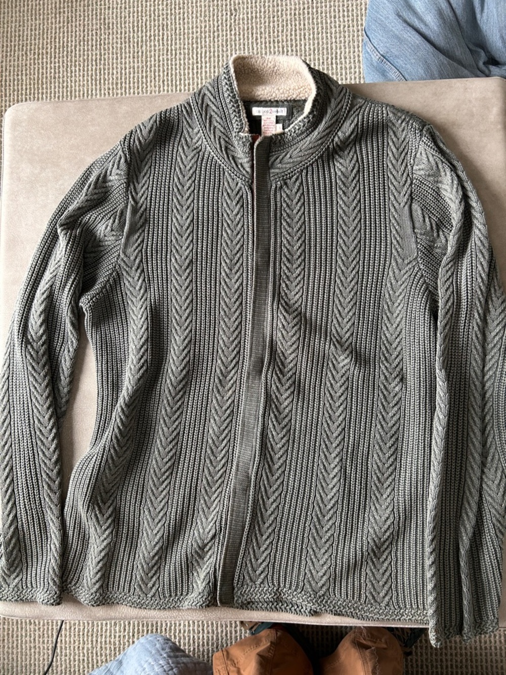 Carbon2Cobalt cotton cable knit sweater. Sz large